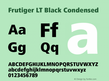 Frutiger LT Black Condensed 006.000 Font Sample