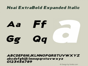 NsaiExtraBoldExpandedItalic Version 1.0; May 2021 by Audry Kitoko Makelele Font Sample