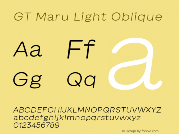 GT Maru Light Oblique Version 2.000;FEAKit 1.0 Font Sample