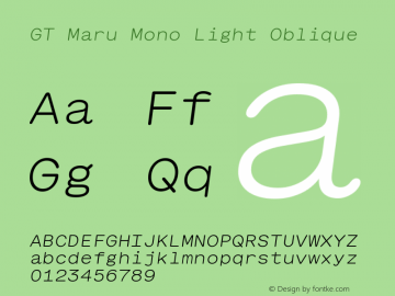 GT Maru Mono Light Oblique Version 2.000图片样张