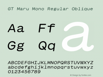 GT Maru Mono Regular Oblique Version 2.000图片样张