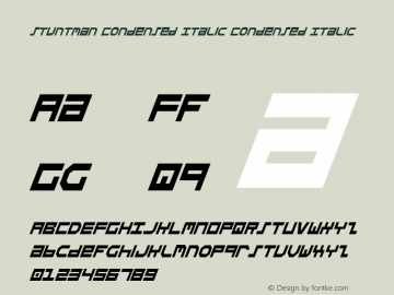 Stuntman Condensed Italic Condensed Italic 2 Font Sample