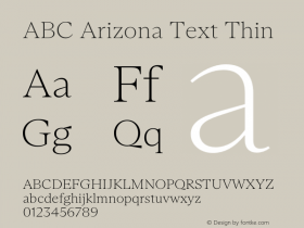 ABC Arizona Text Thin Version 1.000; wf-rip图片样张