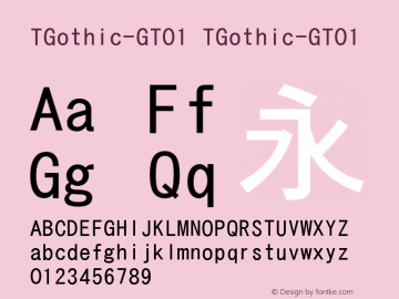 TGothic-GT01 Version 1.00 Font Sample