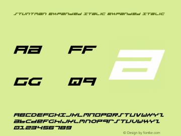 Stuntman Expanded Italic Expanded Italic 2 Font Sample