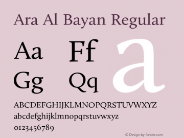 Ara Al Bayan Version 1.000;PS 002.000;hotconv 1.0.70;makeotf.lib2.5.58329 Font Sample