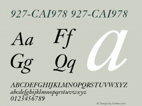 927-CAI978 927-CAI978 Version 3.0 Font Sample