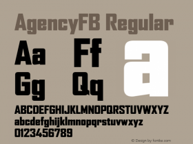 AgencyFB-Black Version 001.000 Font Sample