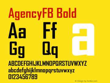 AgencyFB-Bold Version 001.000图片样张