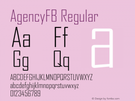 AgencyFB-Light Version 001.000 Font Sample