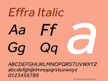 Effra Italic Version 1.010 Font Sample