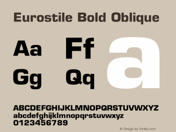 Eurostile-BoldOblique 001.001 Font Sample