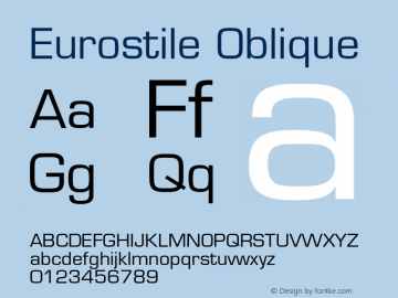 Eurostile-Oblique 001.001 Font Sample