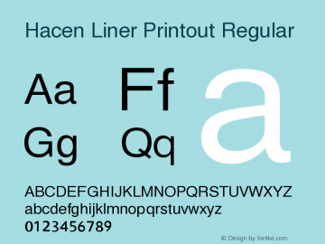 Hacen Liner Printout Version 2.00 April 20, 2014. Font Sample