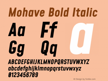 Mohave Bold Italic Version 2.002;PS 002.002;hotconv 1.0.88;makeotf.lib2.5.64775 Font Sample