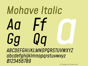 Mohave Italic Version 2.002;PS 002.002;hotconv 1.0.88;makeotf.lib2.5.64775 Font Sample