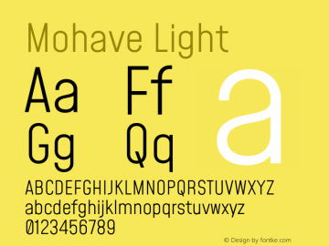 Mohave Light Version 2.002;PS 002.002;hotconv 1.0.88;makeotf.lib2.5.64775 Font Sample