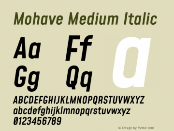 Mohave Medium Italic Version 2.002;PS 002.002;hotconv 1.0.88;makeotf.lib2.5.64775 Font Sample