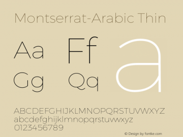 Montserrat-Arabic Thin Version 5.009 Font Sample