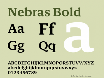 Nebras Bold Version 1.000;hotconv 1.0.109;makeotfexe 2.5.65596图片样张