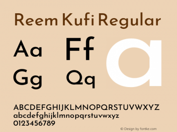 Reem Kufi Regular Version 0.007 Font Sample