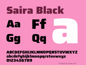 Saira Black Version 0.072;hotconv 1.0.109;makeotfexe 2.5.65596图片样张