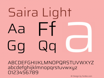 Saira Light Version 0.072;hotconv 1.0.109;makeotfexe 2.5.65596图片样张