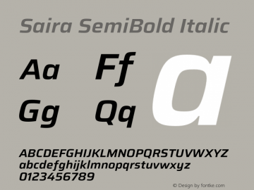 Saira SemiBold Italic Version 0.072;hotconv 1.0.109;makeotfexe 2.5.65596图片样张