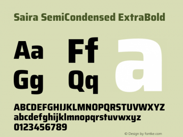 Saira SemiCondensed ExtraBold Version 0.072;hotconv 1.0.109;makeotfexe 2.5.65596图片样张