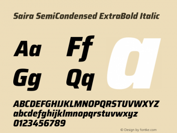 Saira SemiCondensed ExtraBold Italic Version 0.072;hotconv 1.0.109;makeotfexe 2.5.65596 Font Sample
