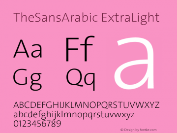 TheSansArabic-ExtraLight Version 1.002 Font Sample
