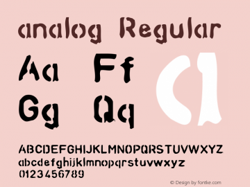 analog Regular Altsys Fontographer 4.1 12/26/96 Font Sample