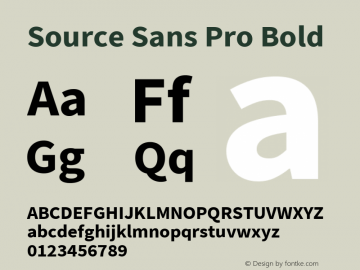 Source Sans Pro Bold Version 2.021;PS 2.000;hotconv 1.0.86;makeotf.lib2.5.63406 Font Sample