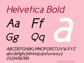 Helvetica Bold Unknown Font Sample
