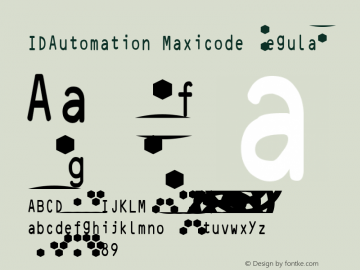 IDAutomation Maxicode MaxiCode Hexagon Font; Copyright (c) 2021 IDAutomation.com, Inc. [A license is required for each computer using this font.]图片样张