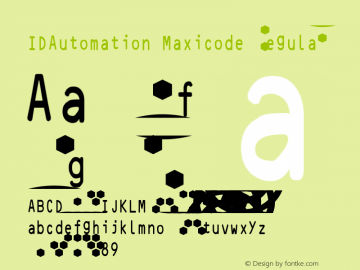 IDAutomationMaxicode MaxiCode Hexagon Font; Copyright (c) 2021 IDAutomation.com, Inc. [A license is required for each computer using this font.]图片样张
