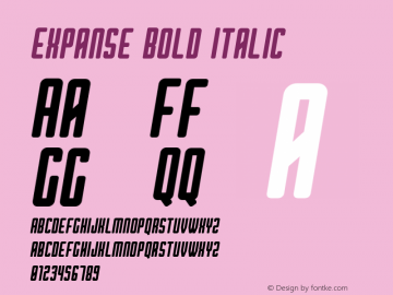 Expanse Bold Italic Version 1.000 Font Sample