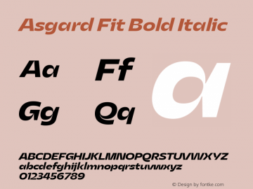 Asgard Fit Bold Italic Version 2.003;FEAKit 1.0 Font Sample