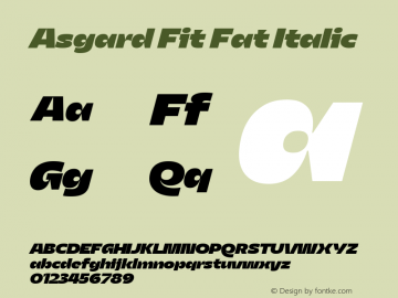 Asgard Fit Fat Italic Version 2.003;FEAKit 1.0 Font Sample