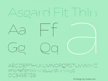 Asgard Fit Thin Version 2.003;FEAKit 1.0 Font Sample