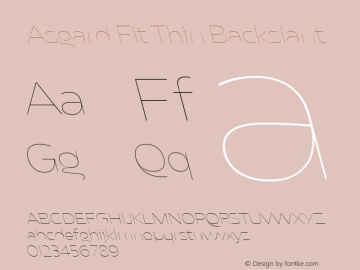 Asgard Fit Thin Backslant Version 2.003;FEAKit 1.0 Font Sample