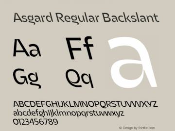 Asgard Regular Backslant Version 2.003;FEAKit 1.0 Font Sample