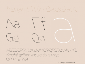 Asgard Thin Backslant Version 2.003;FEAKit 1.0 Font Sample