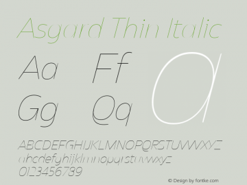 Asgard Thin Italic Version 2.003;FEAKit 1.0图片样张