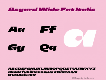 Asgard Wide Fat Italic Version 2.003;FEAKit 1.0 Font Sample