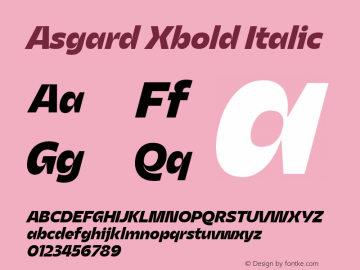 Asgard Xbold Italic Version 2.003;FEAKit 1.0 Font Sample