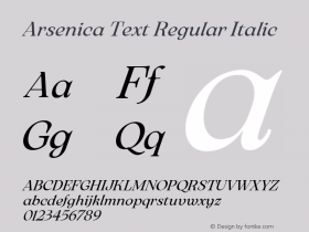 Arsenica Txt Regular Version 0.004;hotconv 1.0.109;makeotfexe 2.5.65596 Font Sample