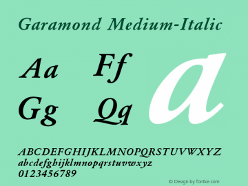 Garamond Medium-Italic 001.000 Font Sample