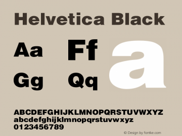 Helvetica Black Version 001.001 Font Sample