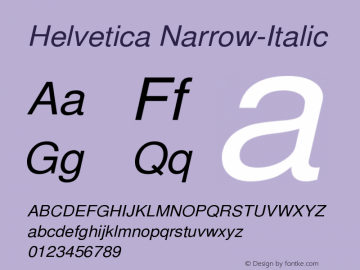 Helvetica Narrow-Italic Version 001.003图片样张